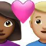 Couple With Heart: Woman, Man, Medium-Dark Skin Tone, Medium-Light Skin Tone Emoji 👩🏾‍❤️‍👨🏼 image - Apple style