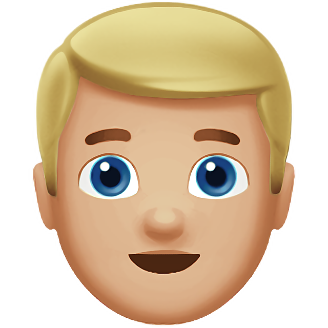 Man: Medium-Light Skin Tone, Blond Hair