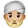 Man Wearing Turban: Medium-Light Skin Tone Emoji 👳🏼‍♂️ image - Apple style