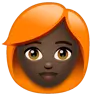 Woman: Dark Skin Tone, Red Hair Emoji 👩🏿‍🦰 image - WhatsApp style