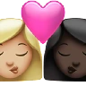 Kiss: Woman, Woman, Medium-Light Skin Tone, Dark Skin Tone Emoji 👩🏼‍❤️‍💋‍👩🏿 image - Apple style