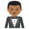 Person In Tuxedo: Medium-Dark Skin Tone Emoji 🤵🏾 image - EmojiTwo style