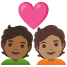 Kiss: Person, Person, Medium Skin Tone, Medium-Dark Skin Tone Emoji 🧑🏽‍❤️‍💋‍🧑🏾 image - Google Noto Color style