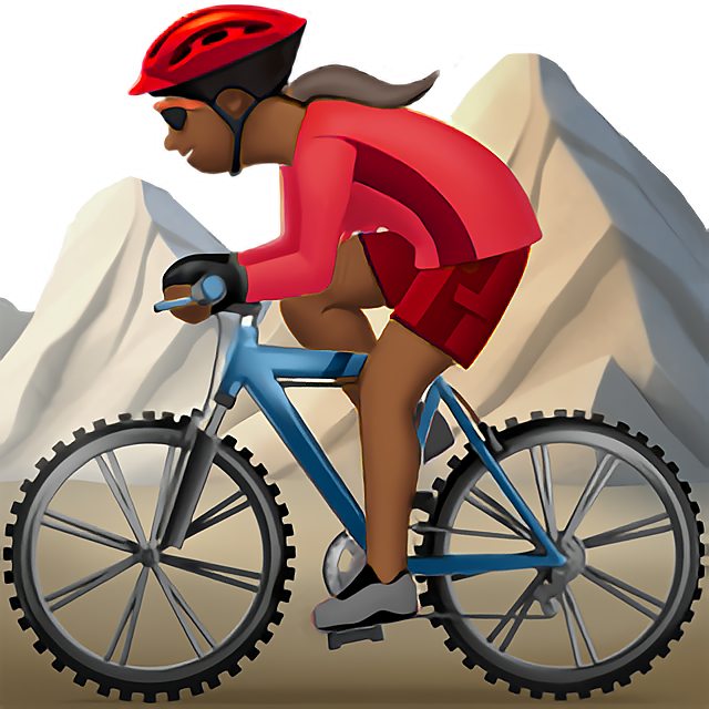 Woman Mountain Biking: Medium-Dark Skin Tone