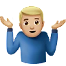 Man Shrugging: Medium-Light Skin Tone Emoji 🤷🏼‍♂️ image - Apple style
