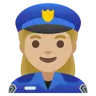 Woman Police Officer: Medium-Light Skin Tone Emoji 👮🏼‍♀️ image - Google Noto Color style