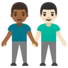 Men Holding Hands: Light Skin Tone, Medium-Dark Skin Tone Emoji 👨🏻‍🤝‍👨🏾 image - Google Noto Color style