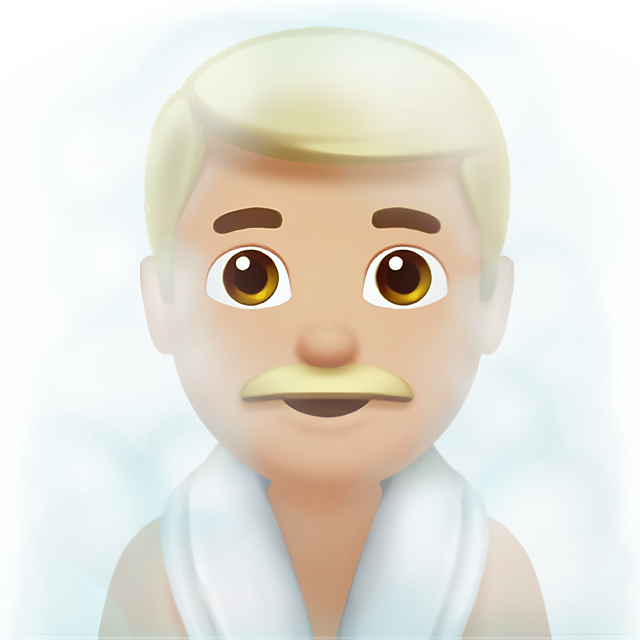 Man In Steamy Room: Medium-Light Skin Tone