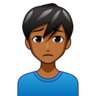 Man Frowning: Medium-Dark Skin Tone Emoji 🙍🏾‍♂️ image - Emojidex style