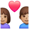 Couple With Heart: Woman, Man, Medium Skin Tone Emoji 👩🏽‍❤️‍👨🏽 image - Samsung style