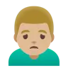 Man Frowning: Medium-Light Skin Tone Emoji 🙍🏼‍♂️ image - Google Noto Color style
