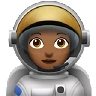 Woman Astronaut: Medium-Dark Skin Tone Emoji 👩🏾‍🚀 image - Apple style