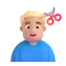Man Getting Haircut: Medium-Light Skin Tone Emoji 💇🏼‍♂️ image - Microsoft 3D Fluent style
