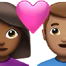 Couple With Heart: Woman, Man, Medium-Dark Skin Tone, Medium Skin Tone Emoji 👩🏾‍❤️‍👨🏽 image - Apple style