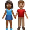 Woman And Man Holding Hands: Medium-Dark Skin Tone, Medium Skin Tone Emoji 👩🏾‍🤝‍👨🏽 image - Apple style