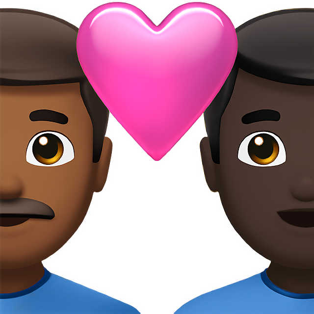 Couple With Heart: Man, Man, Medium-Dark Skin Tone, Dark Skin Tone