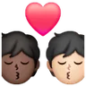 Kiss: Person, Person, Dark Skin Tone, Light Skin Tone Emoji 🧑🏿‍❤️‍💋‍🧑🏻 image - Samsung style