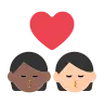 Kiss: Person, Person, Medium-Dark Skin Tone, Light Skin Tone Emoji 🧑🏾‍❤️‍💋‍🧑🏻 image - Tossface style