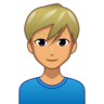 Man: Medium Skin Tone, Blond Hair Emoji 👱🏽‍♂️ image - Emojidex style