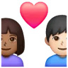 Couple With Heart: Woman, Man, Medium-Dark Skin Tone, Light Skin Tone Emoji 👩🏾‍❤️‍👨🏻 image - Samsung style