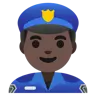 Man Police Officer: Dark Skin Tone Emoji 👮🏿‍♂️ image - Google Noto Color style