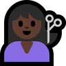Person Getting Haircut: Dark Skin Tone Emoji 💇🏿 image - Microsoft Windows 10 Segoe UI Emoji style