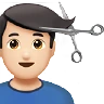 Man Getting Haircut: Light Skin Tone Emoji 💇🏻‍♂️ image - Apple style