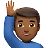 Man Raising Hand: Medium-Dark Skin Tone