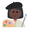 Woman Artist: Dark Skin Tone Emoji 👩🏿‍🎨 image - Tossface style