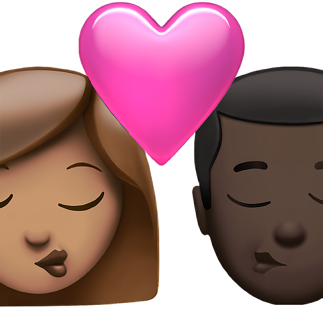 Kiss: Woman, Man, Medium Skin Tone, Dark Skin Tone