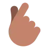 Hand With Index Finger And Thumb Crossed: Medium Skin Tone Emoji 🫰🏽 image - Tossface style