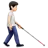 Person With White Cane Facing Right: Light Skin Tone