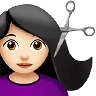 Woman Getting Haircut: Light Skin Tone Emoji 💇🏻‍♀️ image - Apple style