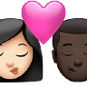 Kiss: Woman, Man, Light Skin Tone, Dark Skin Tone Emoji 👩🏻‍❤️‍💋‍👨🏿 image - Apple style