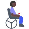 Woman In Motorized Wheelchair: Dark Skin Tone Emoji 👩🏿‍🦼 image - Tossface style