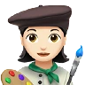 Woman Artist: Light Skin Tone Emoji 👩🏻‍🎨 image - Apple style