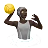 Person Playing Water Polo: Dark Skin Tone