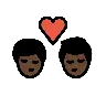 Kiss: Man, Man, Dark Skin Tone Emoji 👨🏿‍❤️‍💋‍👨🏿 image - OpenMoji style