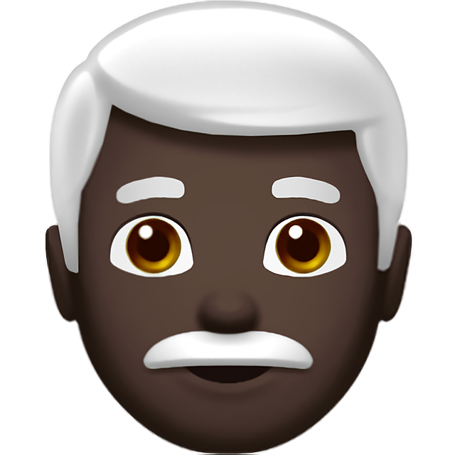 Man: Dark Skin Tone, White Hair