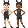 People With Bunny Ears: Light Skin Tone, Medium-Dark Skin Tone Emoji 🧑🏻‍🐰‍🧑🏾 image - Apple style