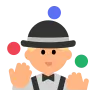 Person Juggling: Medium-Light Skin Tone Emoji 🤹🏼 image - Tossface style