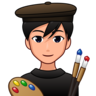 Man Artist: Medium-Light Skin Tone Emoji 👨🏼‍🎨 image - Emojidex style