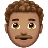 Man: Medium Skin Tone, Curly Hair Emoji 👨🏽‍🦱 image - Apple style