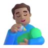 Man Feeding Baby: Medium Skin Tone Emoji 👨🏽‍🍼 image - Microsoft 3D Fluent style