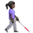 Woman With White Cane Facing Right: Dark Skin Tone