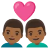 Couple With Heart: Man, Man, Light Skin Tone, Medium-Dark Skin Tone Emoji 👨🏻‍❤️‍👨🏾 image - Google Noto Color style