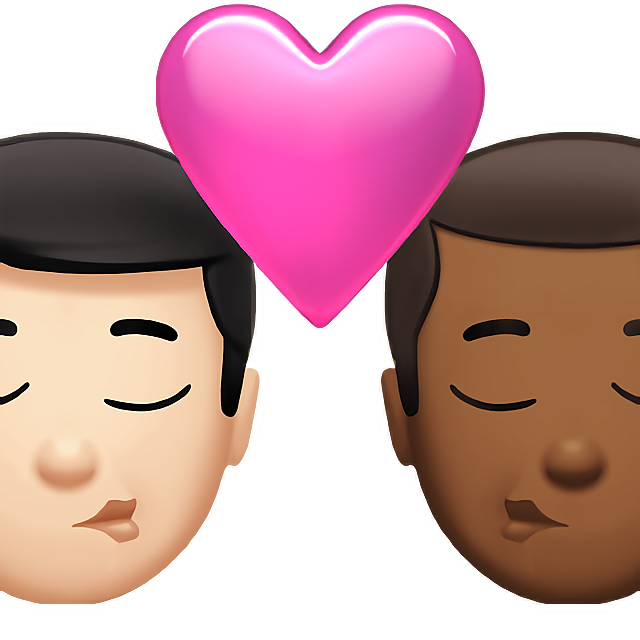 Kiss: Man, Man, Light Skin Tone, Medium-Dark Skin Tone