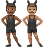 Men With Bunny Ears: Medium-Dark Skin Tone, Medium Skin Tone Emoji 👨🏾‍🐰‍👨🏽 image - Apple style
