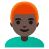 Man: Dark Skin Tone, Red Hair Emoji 👨🏿‍🦰 image - Google Noto Color style