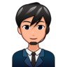 Man Office Worker: Medium-Light Skin Tone Emoji 👨🏼‍💼 image - Emojidex style